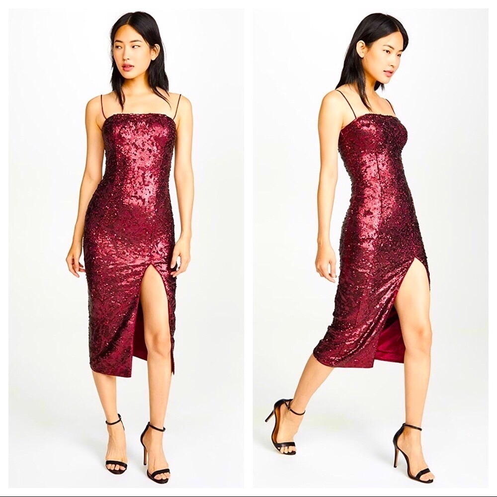 Misha BNWT Tamara Sequin Dress sz 0 in Wine - Picture 2 of 16
